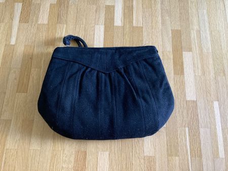 Alte Abendtasche Clutch schwarz Stoff