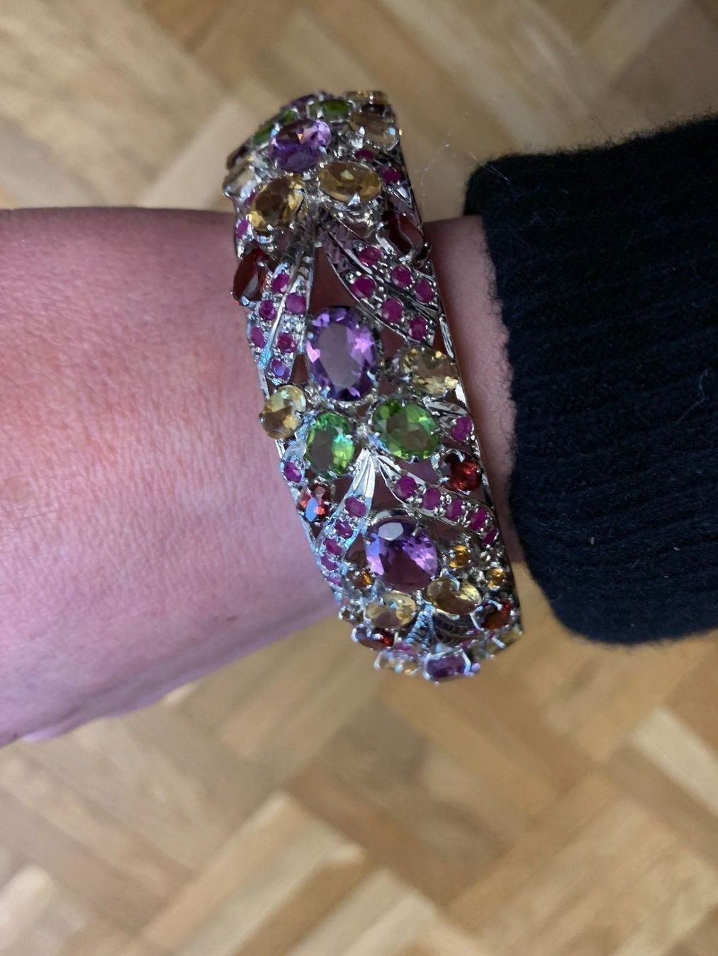 Bracciali & Braccialetti: Massiver Silberarmreif mit Edelsteinen – Nuovo (secondo la descrizione) da Birsfelden venduto da Exclusivity 4