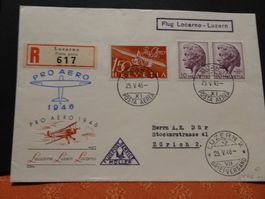 23.V.45. PRO  AERO FLUG LOCARNO-LUZERN; SCHMUCKBRIEF MÜLLER