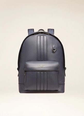 Bally Harper Backpack in Navy Weave Printed Leather