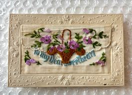 💚 ANTIKE SEIDENBESTICKTE KARTE 1916 💚 PRIVATER NACHLASS