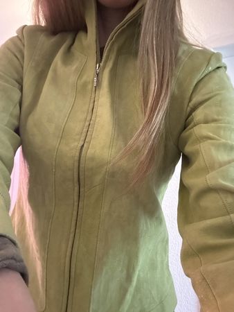 Kurzjacke Leder Grün Y2K Vintage