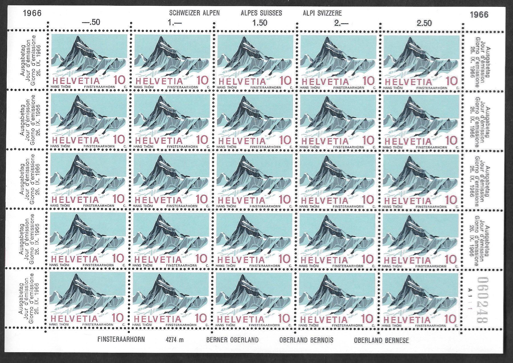 Alle Briefmarken: Bogen 445 A111 mit 2 Abarten ** 26.9.1966 – Neu (gemäss Beschreibung) aus Olten von clotaldi