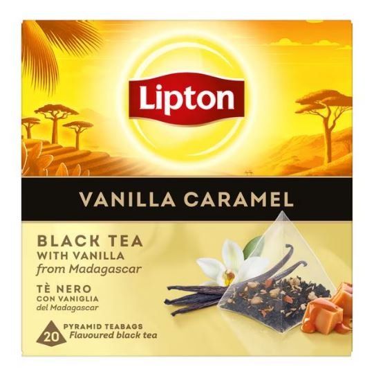 Cibi & Specialità: Lipton Tea - Vanilla Caramel - Pyramidenbeutel – Nuovo e nell'imballaggio originale da Gampelen venduto da Geschenkxy 1