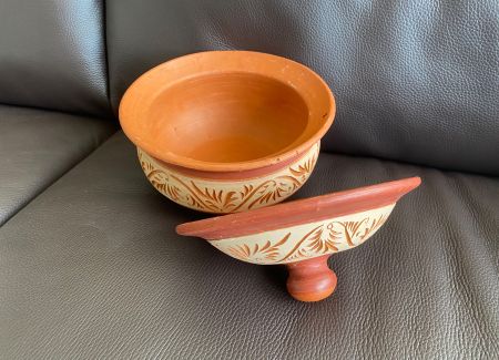 Indische Indien India Ton Topf  Pfanne Vase mit Deckel