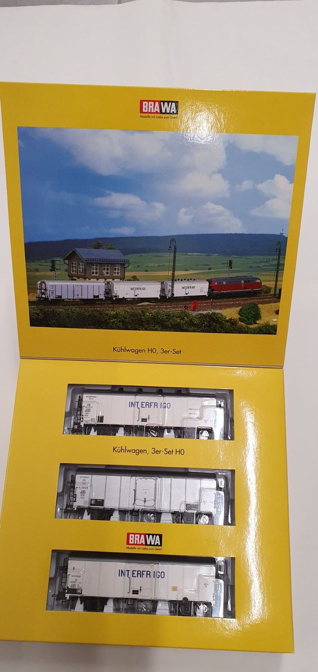 Brawa Modellini di ferrovie: BRAWA 2040  Set Kühlwagen Interfrigo DB, FS, NS – Nuovo e nell'imballaggio originale da Würenlos venduto da juruth