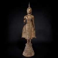 Alte Montags Buddha Statue Bronze 95cm Rattanakosin Thailand
