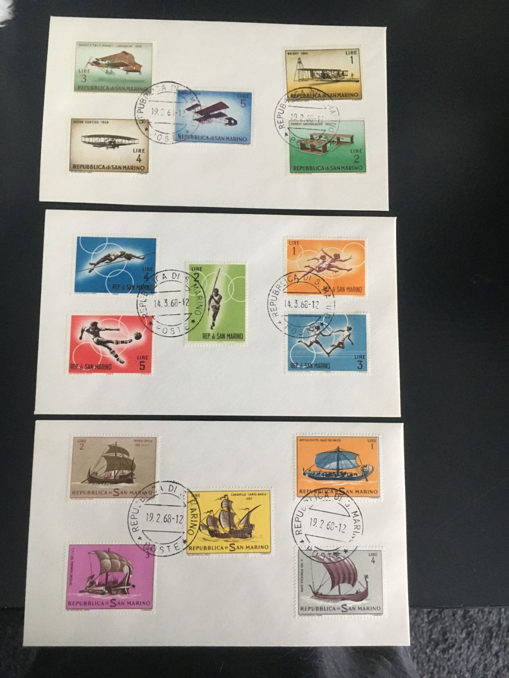 Tutti i francobolli: 1968 / 3x FDC / San marino – Usato da Grand-Lancy venduto da Dany1973