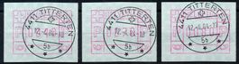 ATM 4 Titterten 1984 Tastensatz 40 / 70 / 80 Vollstempel Ort