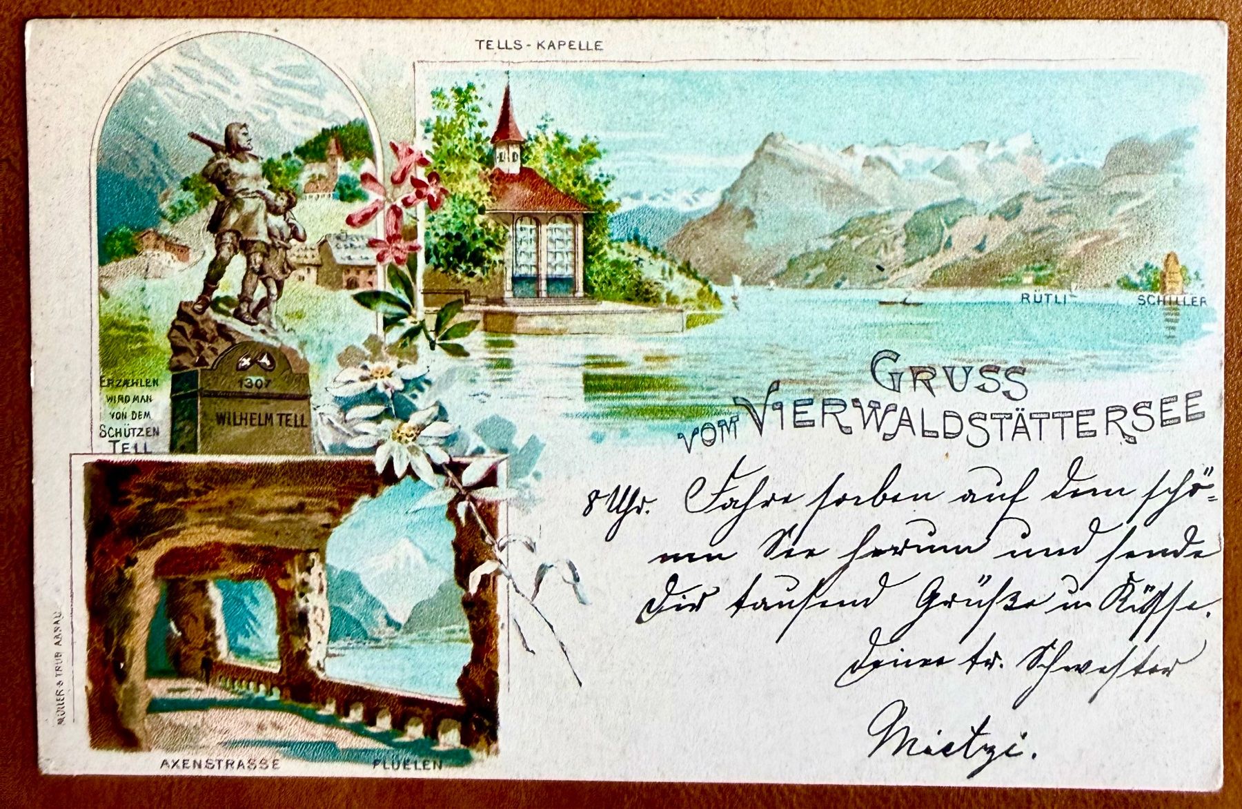 Cartoline postali: Gruss vom Vierwaldstättersee - Litho 1898 – Usato da Lutry venduto da Ediego