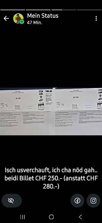 Billets: ZZ Top 2 Tickets Sitzplatz 14.7.26 – D'occasion à Schleinikon par kaha1970