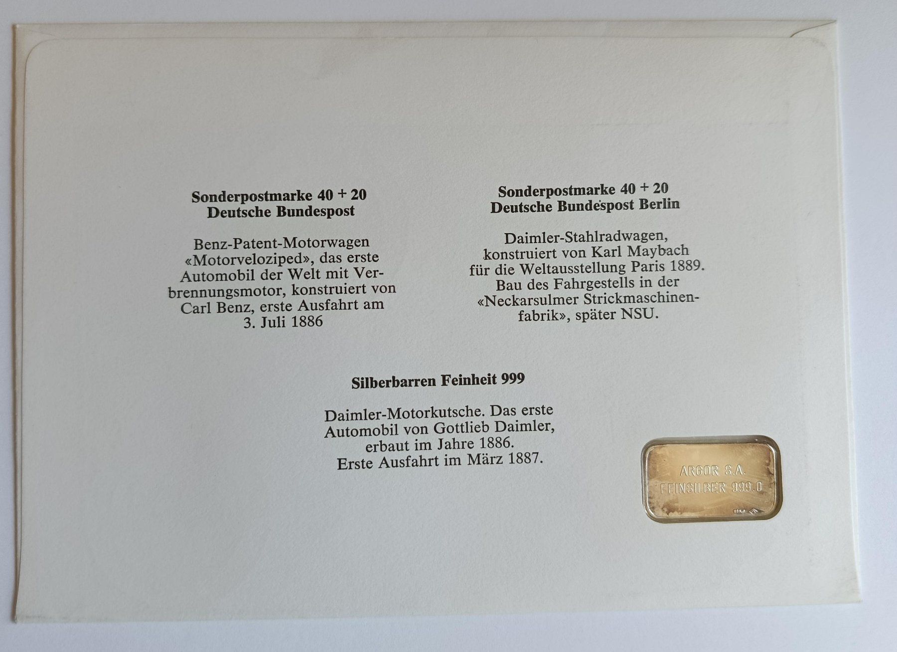 Edelmetalle: Numisbrief Oldtimer mit 5 Gramm Silberbarren  ab 1 Fr. – Gebraucht aus Luzern von Vreneli_1 3
