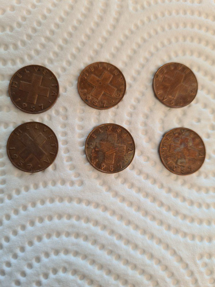 Tutti le monete: 6x 1 Räppler 1957 – Usato da Zell LU venduto da Jamaila