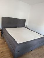 Doppelbett Boxspring grau Stoffbezug gebrauchter Zustand