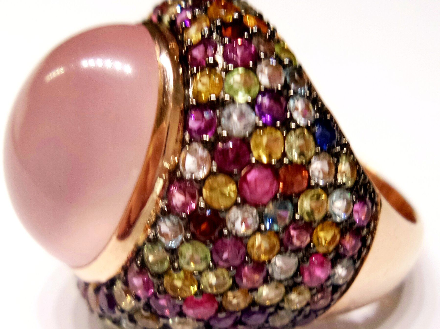 Anelli: Bunter Ring mit Rosenquarz – Nuovo (secondo la descrizione) da Zürich venduto da Bieter04