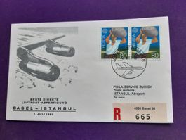 Flugbrief BASEL - ISTANBUL, eingeschrieben, 1.Juli 1981