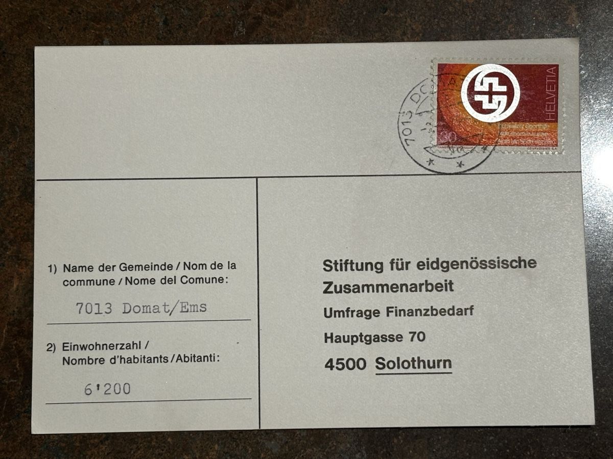 Alle Briefmarken: Pro Patria Postkarte Domat/Ems 1975 – Gebraucht aus Zürich von engebrunau