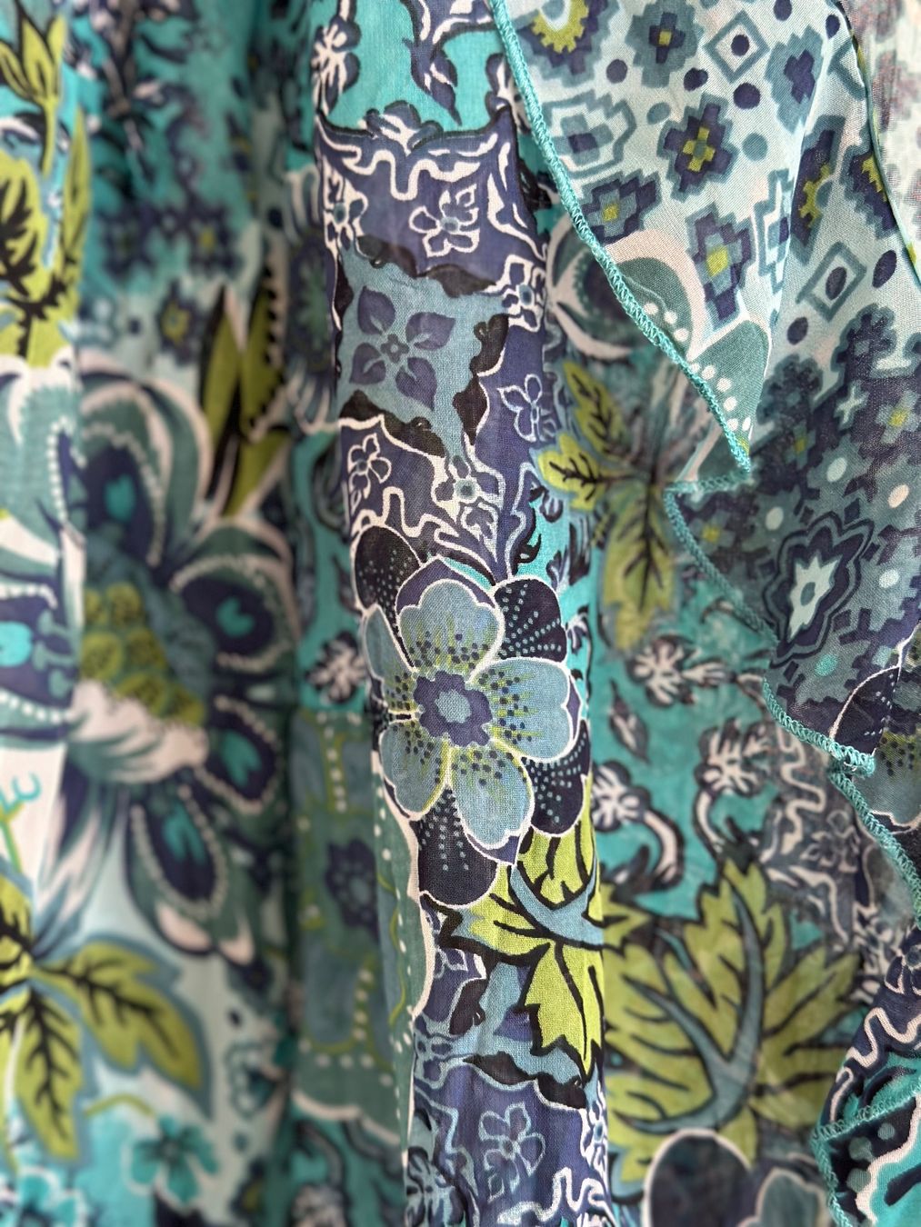 Camicette: Bluse 36 (One Touch) blau/grün Blumenmuster – Usato da Rothenburg venduto da wer_g9fd 2
