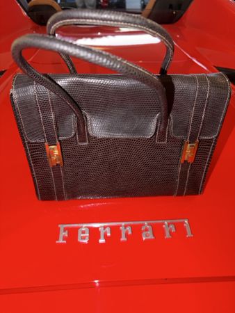 Hermès Paris Vintage Drag Bag aus Lézard (Lizard) – Braun 