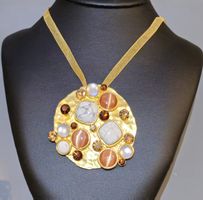 DOLCE VITA Pendentif doré femme, incrusté de pierres, 7cm.