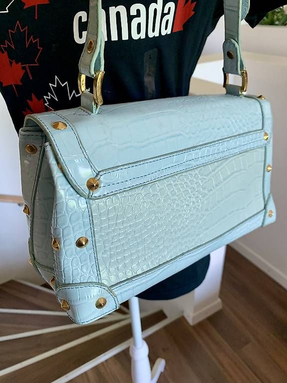 Taschen für Damen: Tasche hellblau Krokomuster klein / Umhängetasche – Neu (gemäss Beschreibung) aus Zeihen von cindyscad 3