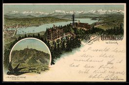 Litho Zürich, Blick vom Uetliberg, Pano