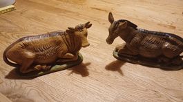 1 Kuh und 1 Esel gross Krippenfiguren