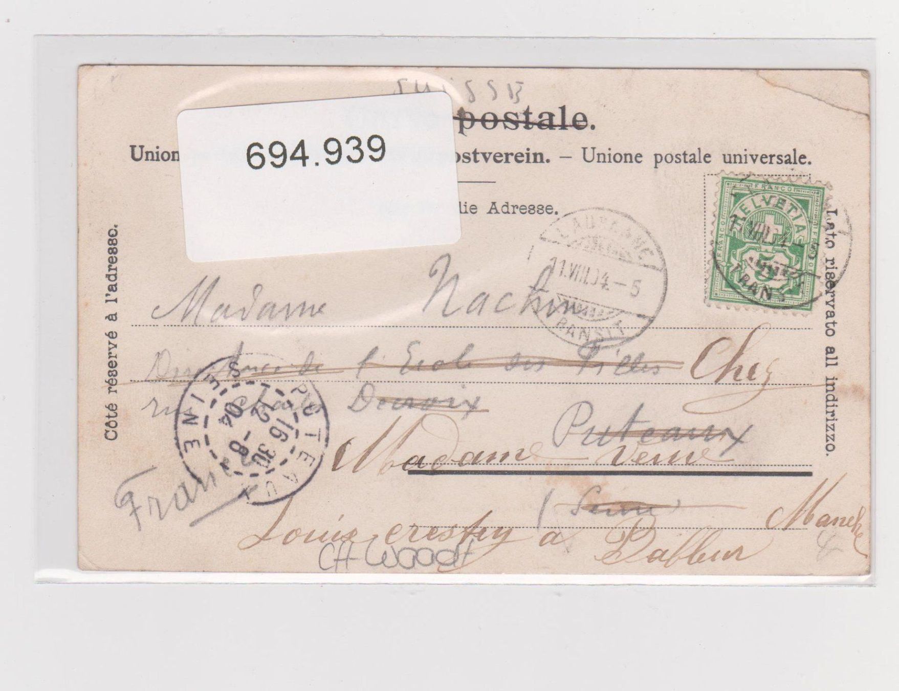 Cartoline postali: CP Lausanne - Grand Pont 1904 – Usato da Pailly venduto da jme99 1