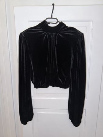 Only One Samtbluse Schwarz Gr. M