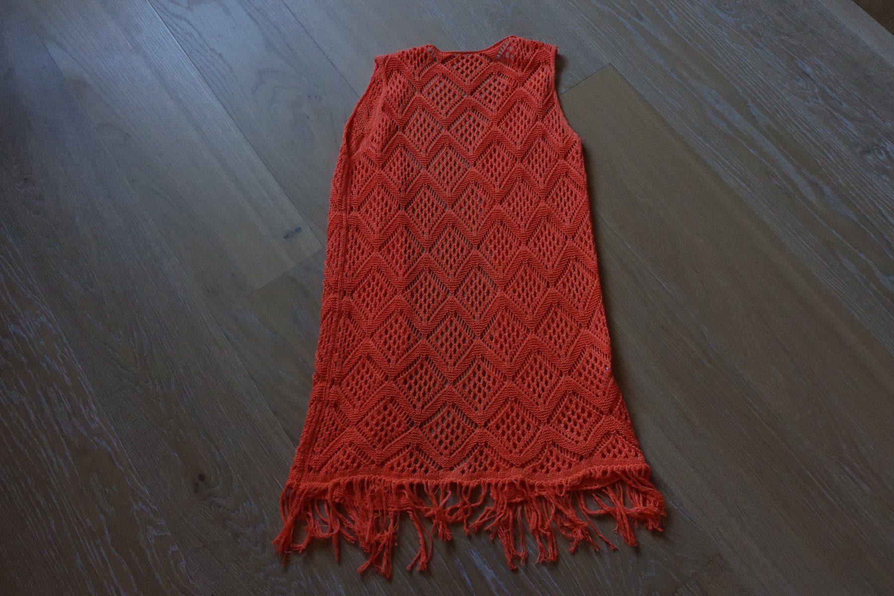 Gilet & Giacche senza maniche: Offenes Gilet, Romben-Strickmuster/Fransen, ca. Gr. 36/38 – Nuovo (secondo la descrizione) da Trimbach venduto da bergmann67 2