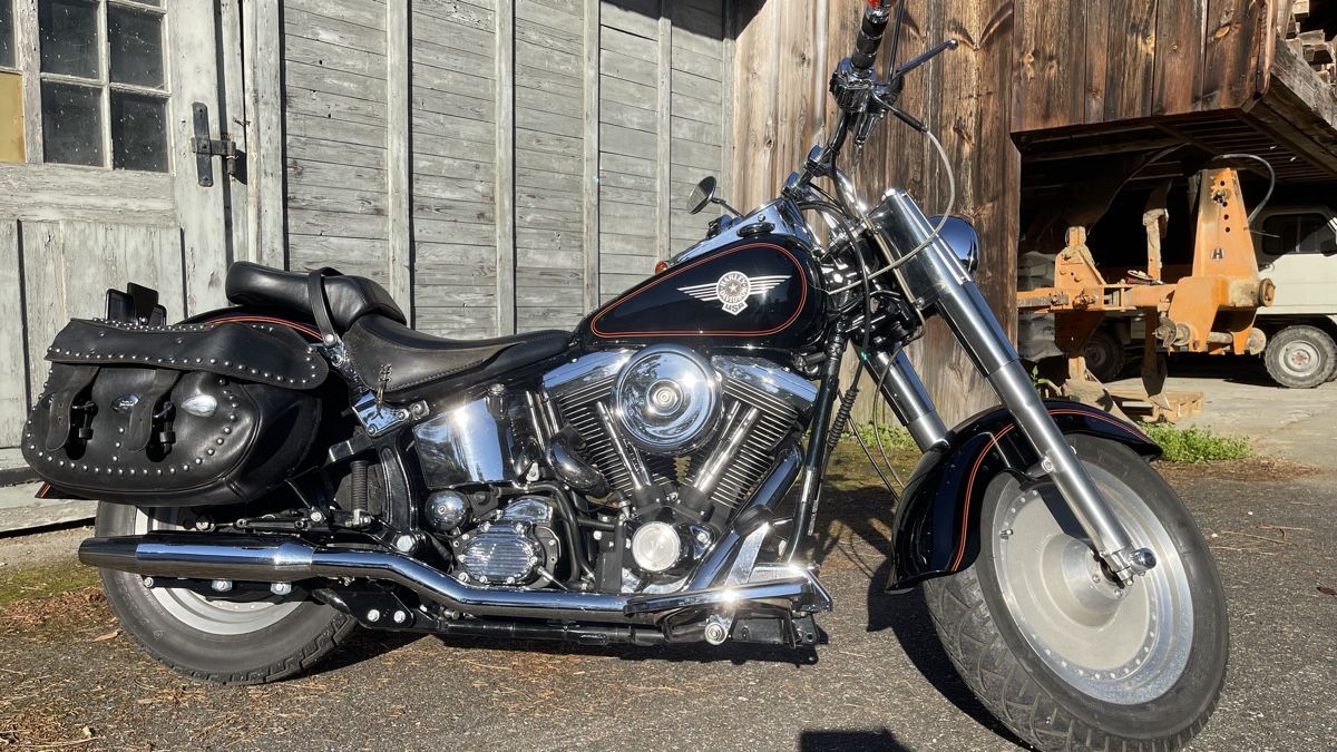 Harley-Davidson Chopper: Harley-Davidson Fat Boy Motorrad schwarz 1995 – Usato da Schönenbuch venduto da hug_f2ny