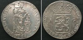 Niederlande OVERIJSSEL 1 Gulden 1764 Silber ERHALTUNG! unz-