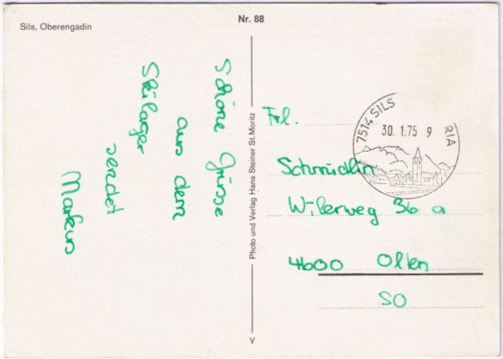 Cartoline postali: Sils – Usato da Binningen venduto da Mountainrider 1