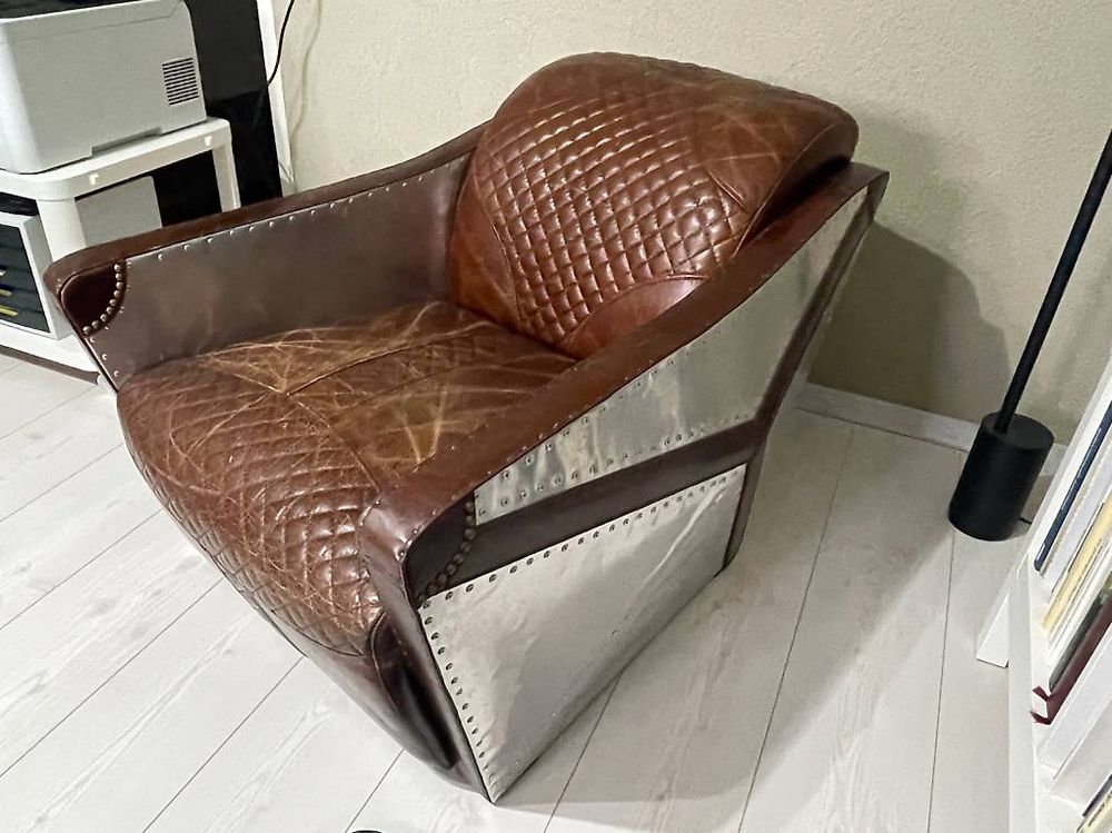 Côté Loges | Fauteuil club Aviateur en cuir noir