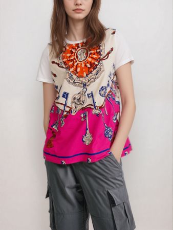 ALLUDE T‑Shirt mit Schlüsselprint, Grösse S 