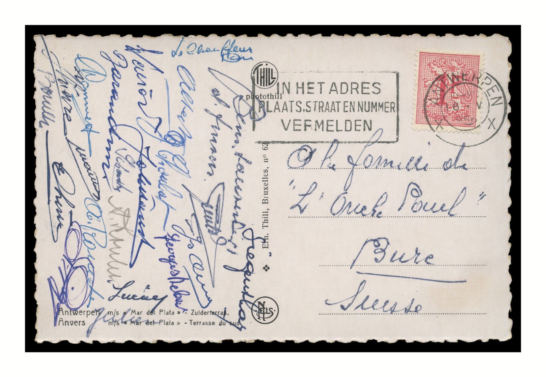 Cartoline postali: ANVERS/ANTWERPEN - 1956 "Bateau/Boot - Mar del Plata" – Usato da Onex venduto da gonsla01 1