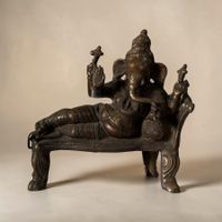 Alte Ganesha Figur Skulptur Bronze Messing Indien Elefant