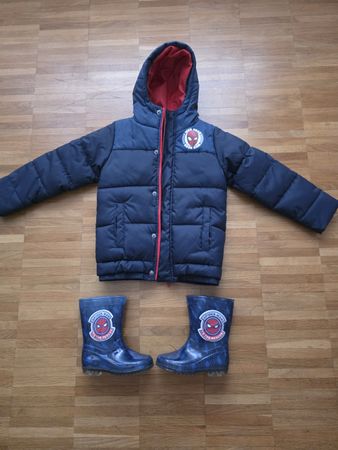 Spiderman Jacke 92/98 & Gummistiefel 26 Set, Top🍁🍂🌧🌂🌪