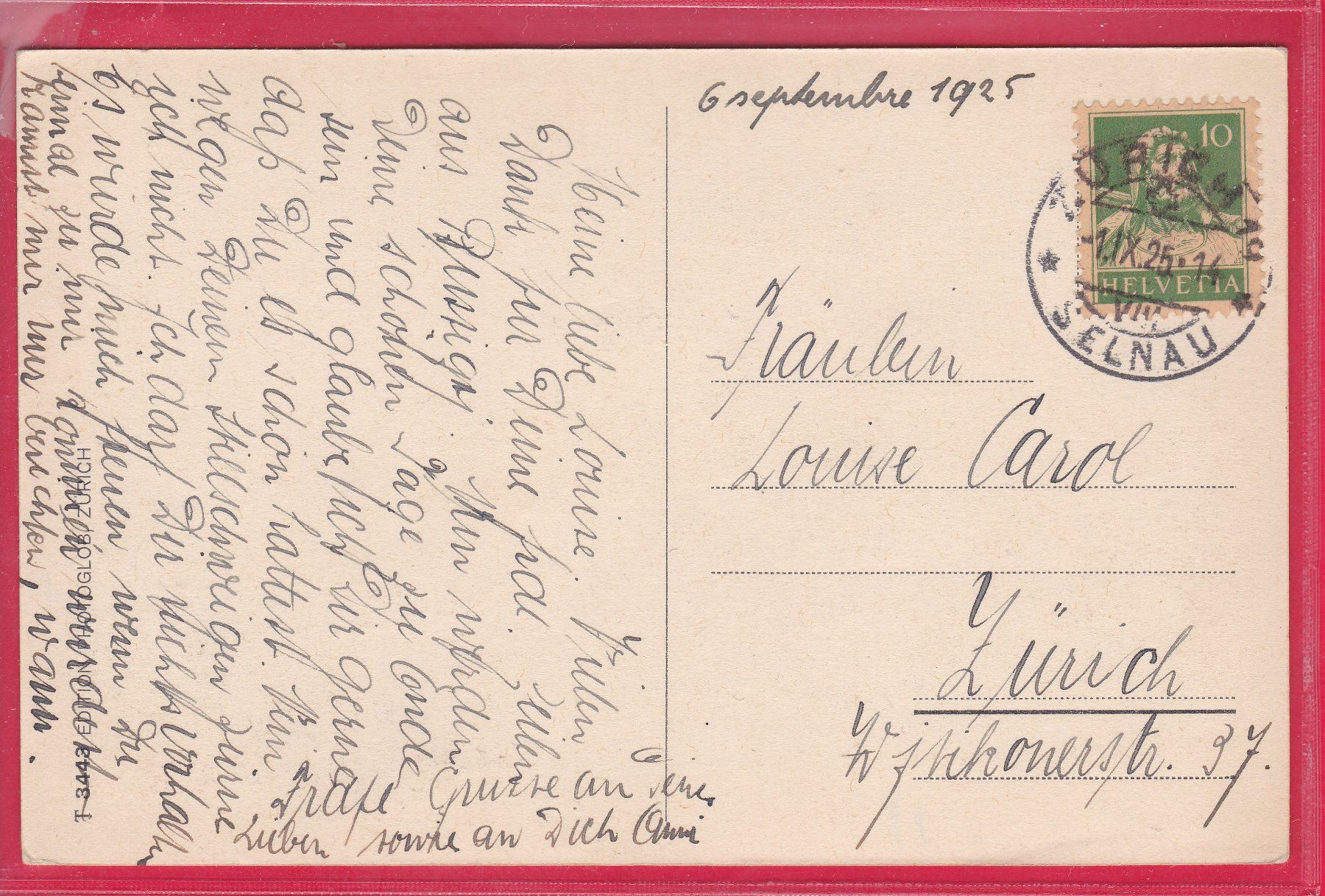 Ansichtskarten: ZÜRICH - WIEDIKON, ALTE KIRCHE, 1.9.1925 – Gebraucht aus Oberrieden von Gebirgsstelze 1