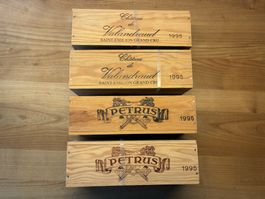 4x Original Weinkisten 1995 – Château Pétrus & Valandraud