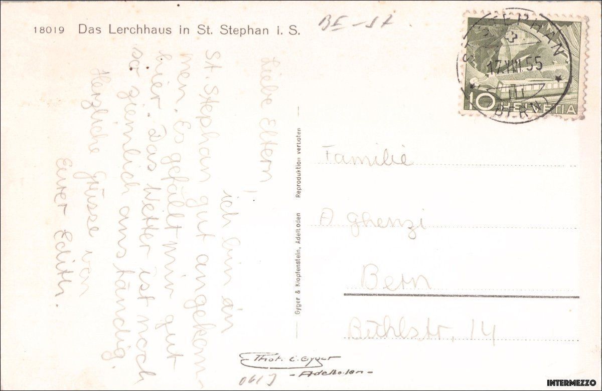 Cartoline postali: St. Stephan BE // Lerchhaus 1955 – Usato da Basel venduto da intermezzo12 1