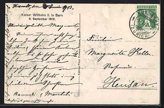 Cartoline postali: Bern, Kaiser Wilhelm II. beim Bundespala – Usato da Berlin venduto da bartko-reher 1
