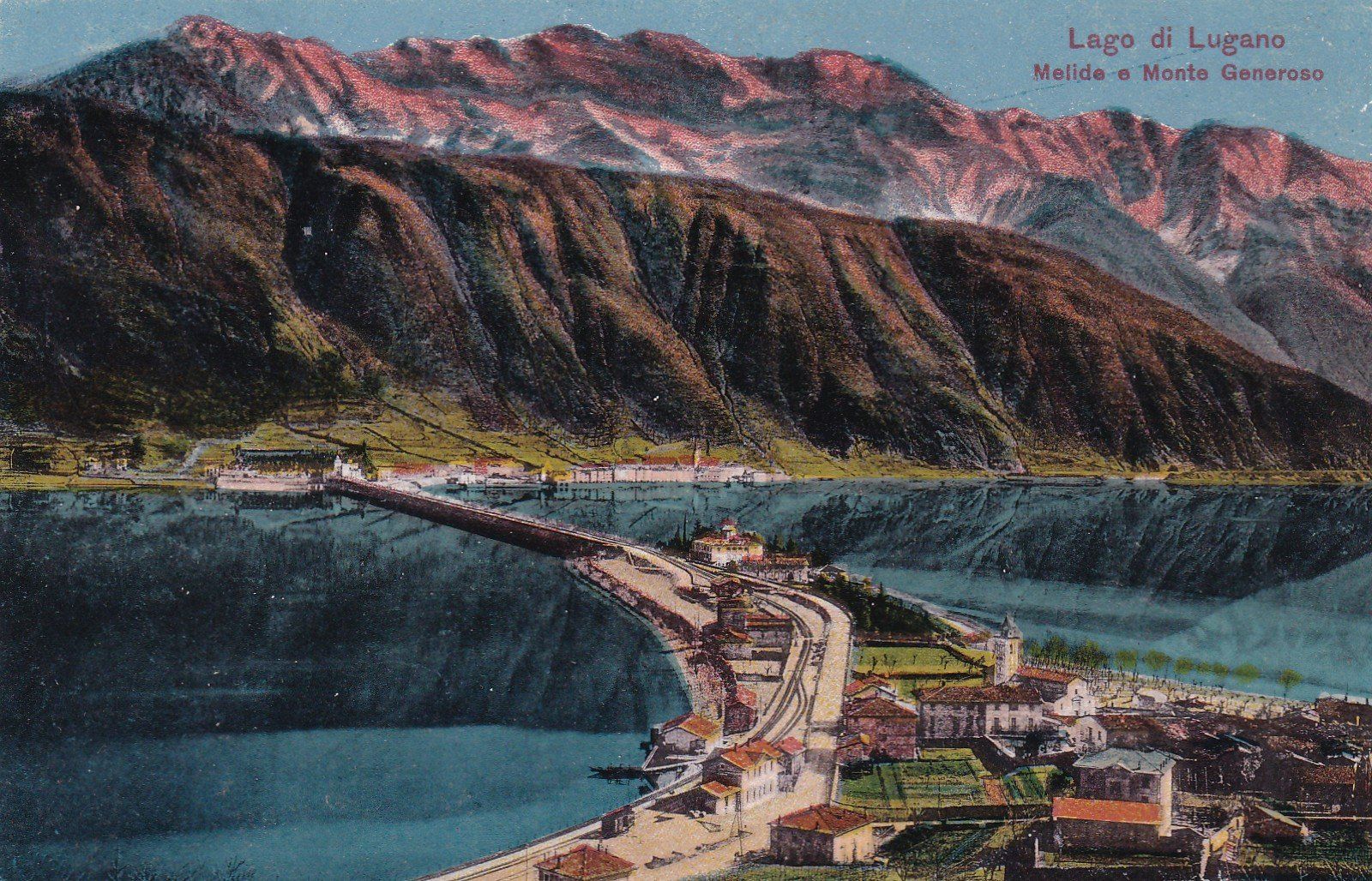 Cartoline postali: Lago di Lugano Melide e Monte Generoso – Usato da Cormoret venduto da Pascalll2001