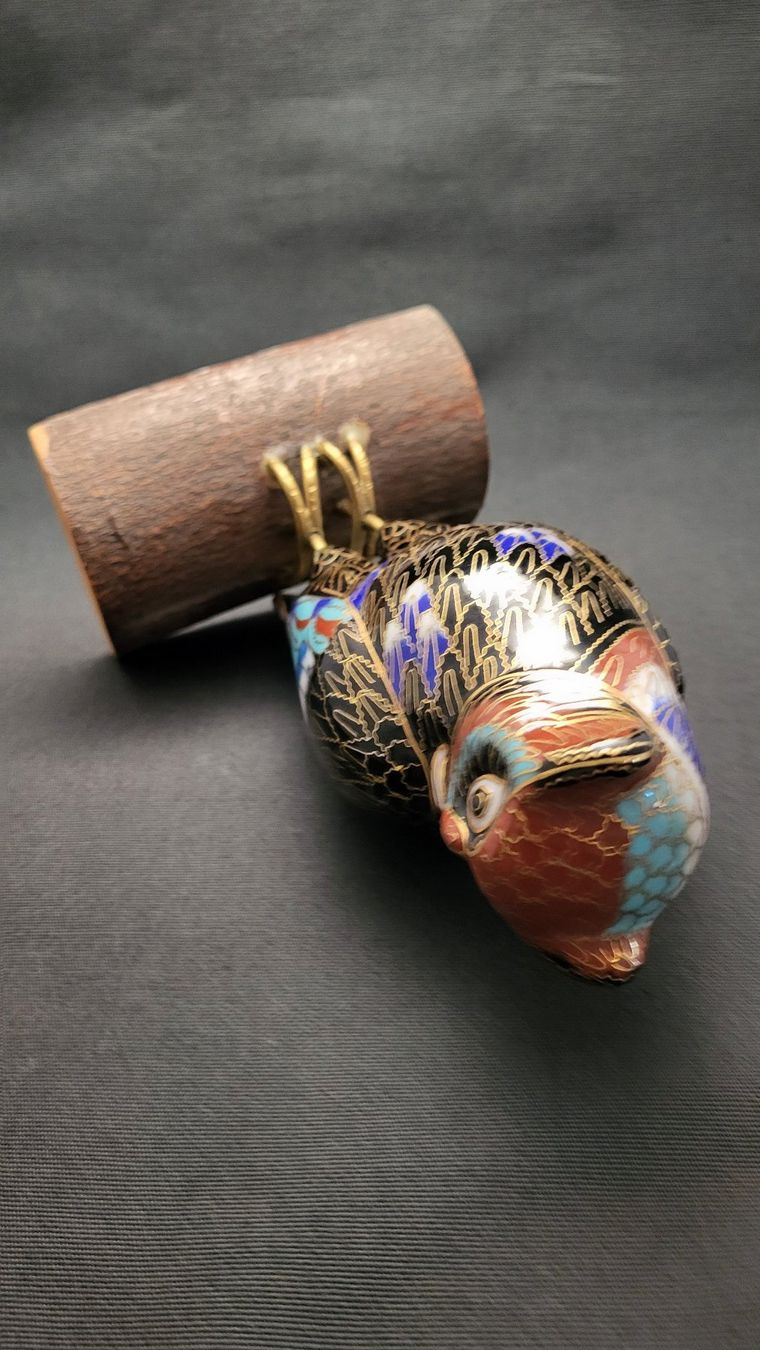 Figurines: Cloisonne-Eule auf Holzsockel – D'occasion à Basel par spinne02 6