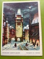 Alter Adventskalender Karte mundgemalt, I. Schricker,