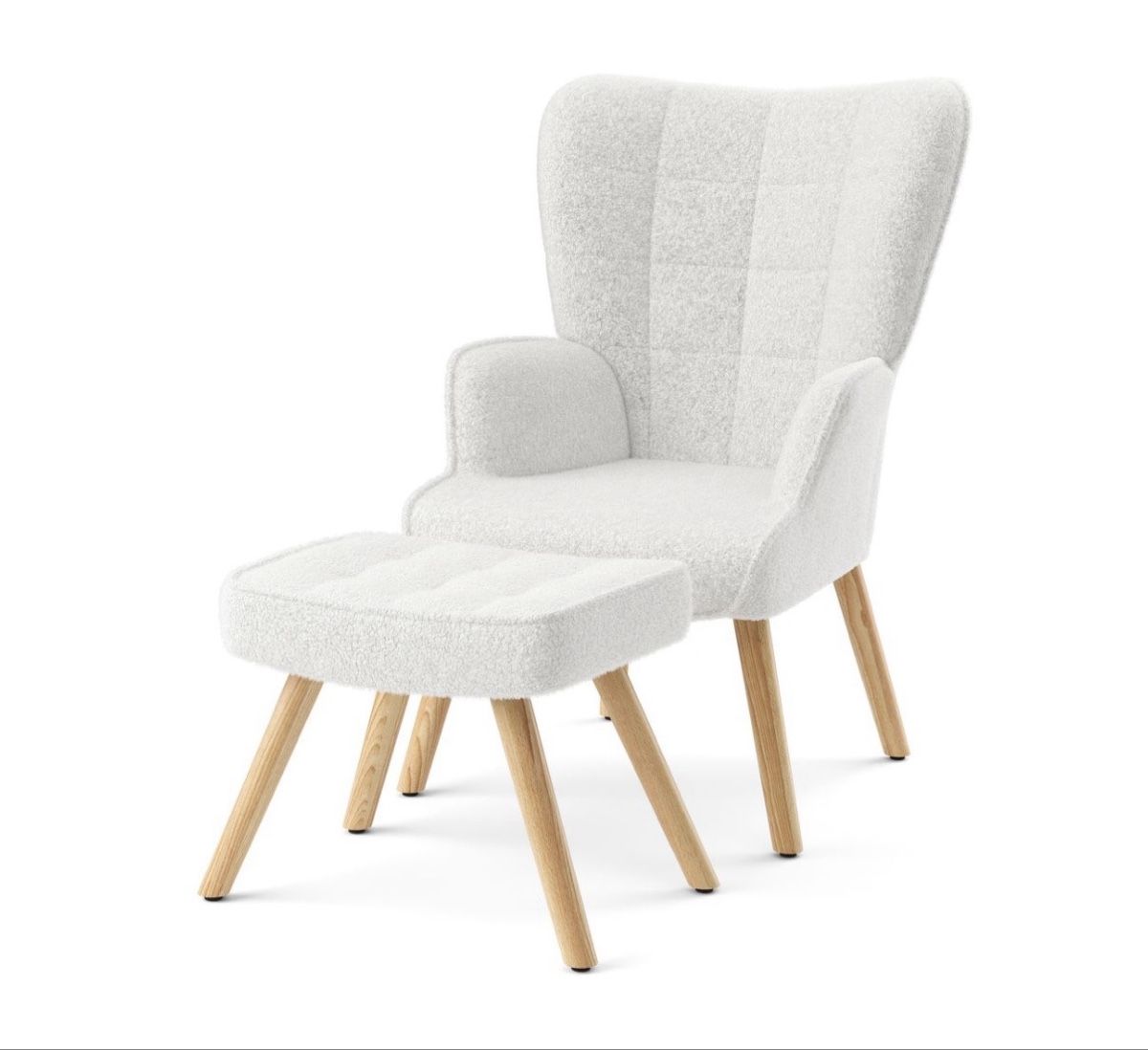 Sessel: Sessel mit Hocker Stoff Weiss Holz fast neu – Neu (gemäss Beschreibung) aus Sursee von Maijnatij 4