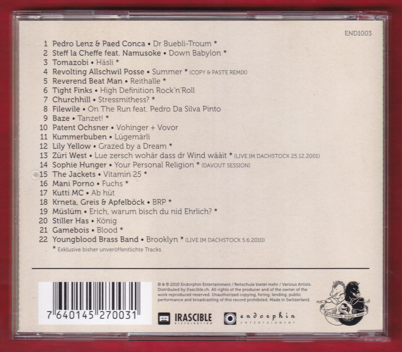 CD: Reitschule Beatet Mehr - Various (CD) – Usato da Zürich venduto da Pfluftl2000 1