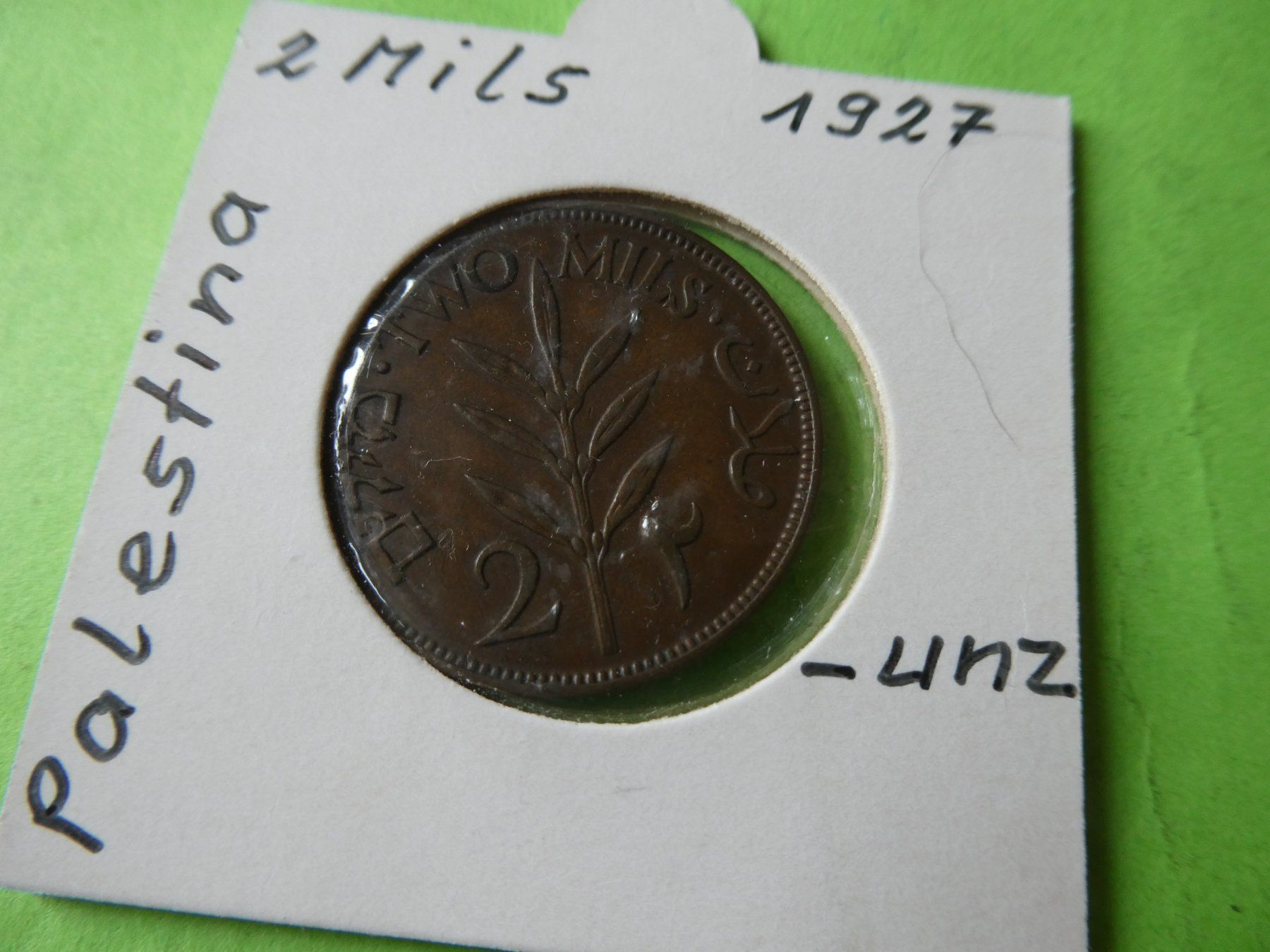 Alle Münzen: Palästina 1927, 2 Mils – Gebraucht aus Hinterforst von Rohusri