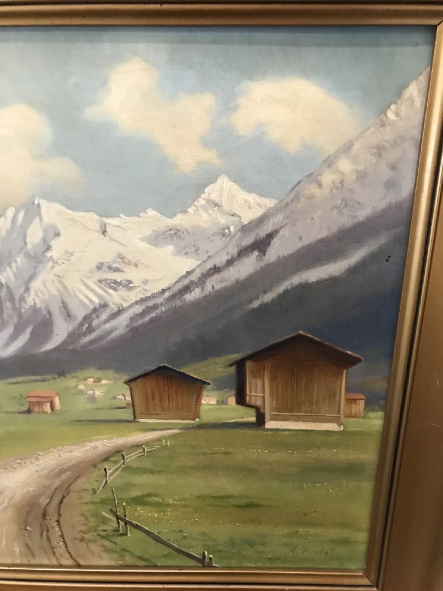 Dipinti: A. PROBST Klosters mit Blick auf Silvretta – Usato da Wolfhalden venduto da SecondAntique 2