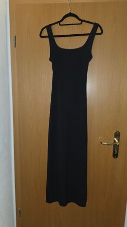 Schwarzes Midikleid mit Rückenausschnitt,Neu S